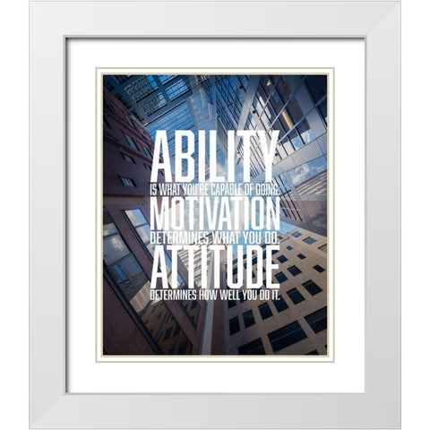 Artsy Quotes Quote: Attitude White Modern Wood Framed Art Print with Double Matting by ArtsyQuotes