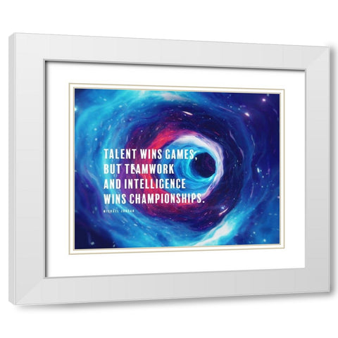 Michael Jordan Quote: Intelligence Wins Championships White Modern Wood Framed Art Print with Double Matting by ArtsyQuotes