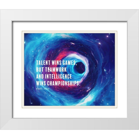 Michael Jordan Quote: Intelligence Wins Championships White Modern Wood Framed Art Print with Double Matting by ArtsyQuotes