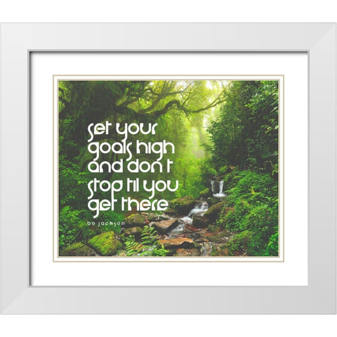 Bo Jackson Quote: Set Your Goals High White Modern Wood Framed Art Print with Double Matting by ArtsyQuotes