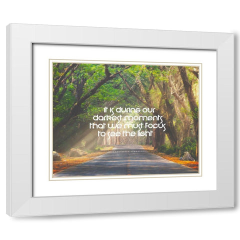 Aristotle Onassis Quote: Darkest Moments White Modern Wood Framed Art Print with Double Matting by ArtsyQuotes
