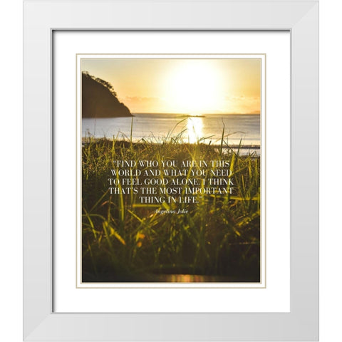 Angelina Jolie Quote: Find Who You Are White Modern Wood Framed Art Print with Double Matting by ArtsyQuotes