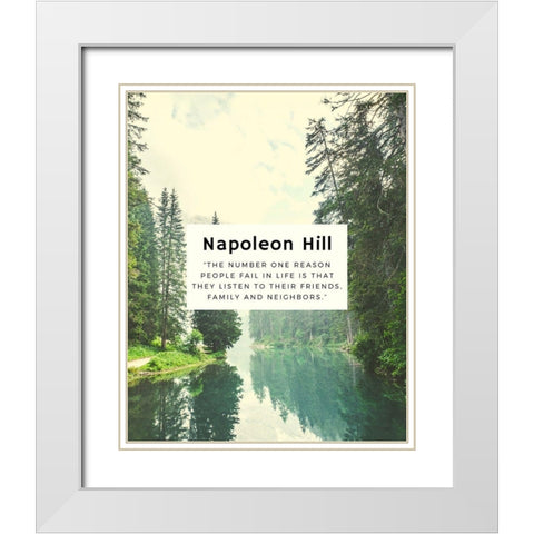 Napolean Hill Quote: One Reason White Modern Wood Framed Art Print with Double Matting by ArtsyQuotes