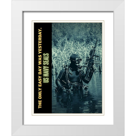 US Navy SEALS Quote: Easy Day White Modern Wood Framed Art Print with Double Matting by ArtsyQuotes