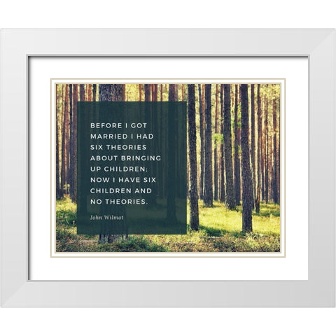 John Wilmot Quote: Six Theories White Modern Wood Framed Art Print with Double Matting by ArtsyQuotes