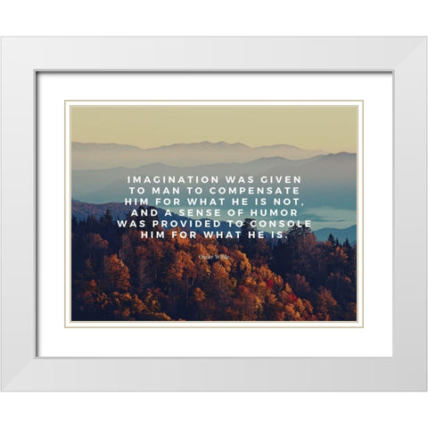 Oscar Wilde Quote: Imagination White Modern Wood Framed Art Print with Double Matting by ArtsyQuotes