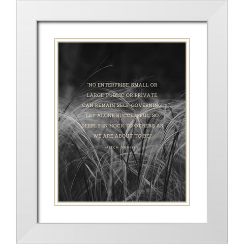 Mitch Daniels Quote: Public or Private White Modern Wood Framed Art Print with Double Matting by ArtsyQuotes