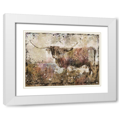 Long Horn I White Modern Wood Framed Art Print with Double Matting by Wiley, Marta