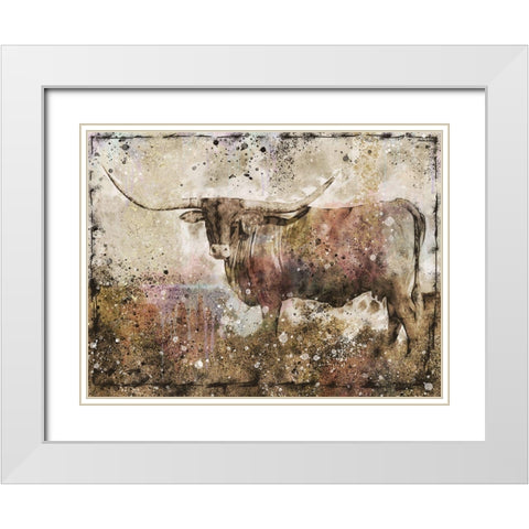 Long Horn I White Modern Wood Framed Art Print with Double Matting by Wiley, Marta