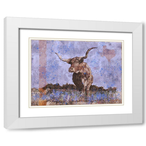 Long Horn Purple White Modern Wood Framed Art Print with Double Matting by Wiley, Marta