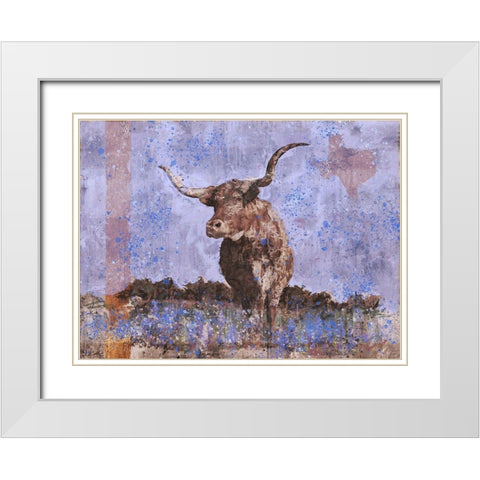Long Horn Purple White Modern Wood Framed Art Print with Double Matting by Wiley, Marta