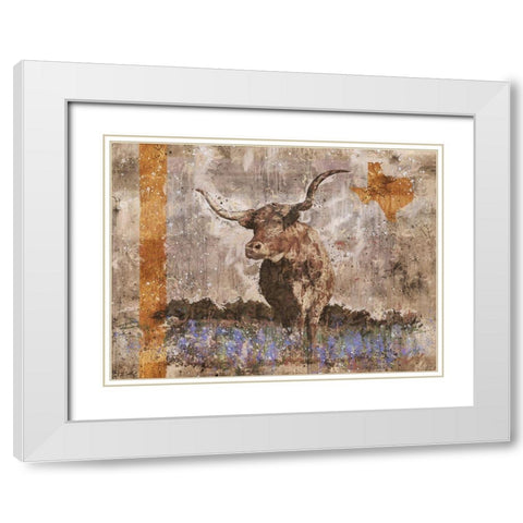 Long Horn Gold Leaf White Modern Wood Framed Art Print with Double Matting by Wiley, Marta