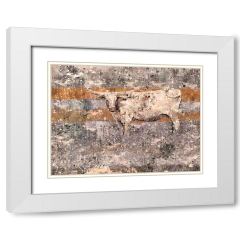 White Long Horn White Modern Wood Framed Art Print with Double Matting by Wiley, Marta