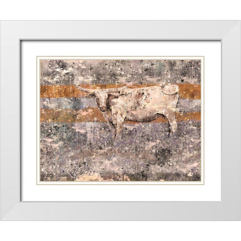 White Long Horn White Modern Wood Framed Art Print with Double Matting by Wiley, Marta