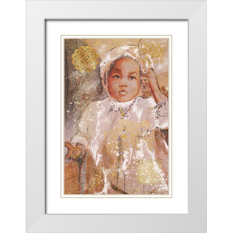 Little African Girl I White Modern Wood Framed Art Print with Double Matting by Wiley, Marta