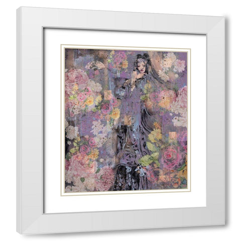 Floral Geisha II White Modern Wood Framed Art Print with Double Matting by Wiley, Marta