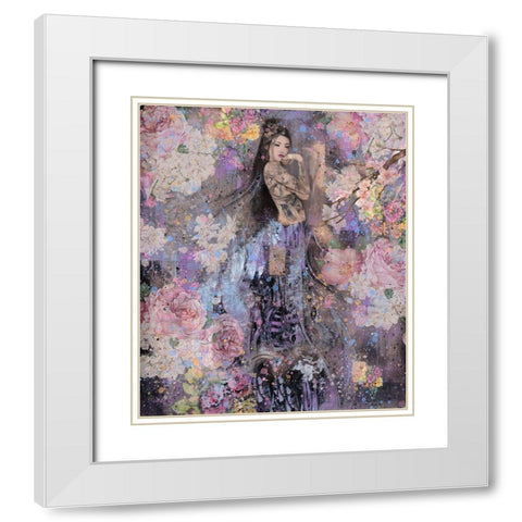 Floral Geisha II White Modern Wood Framed Art Print with Double Matting by Wiley, Marta