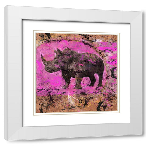 Fibonacci Pink Rhino  White Modern Wood Framed Art Print with Double Matting by Wiley, Marta