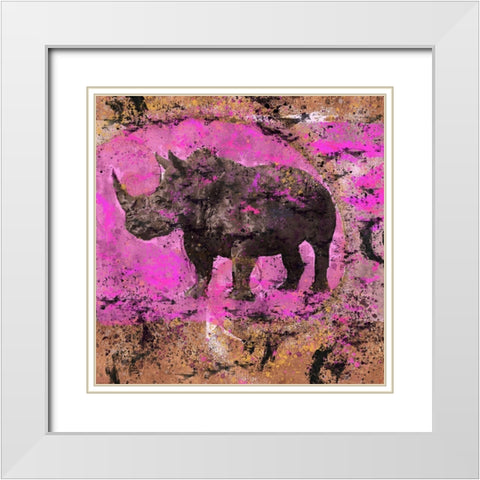 Fibonacci Pink Rhino  White Modern Wood Framed Art Print with Double Matting by Wiley, Marta