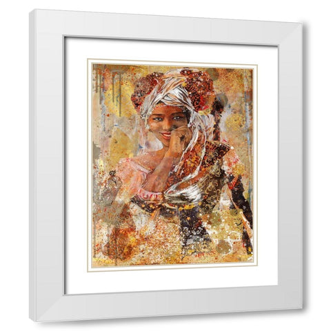 Tan African Dreams White Modern Wood Framed Art Print with Double Matting by Wiley, Marta