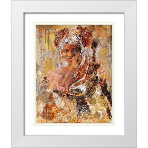 Tan African Dreams White Modern Wood Framed Art Print with Double Matting by Wiley, Marta