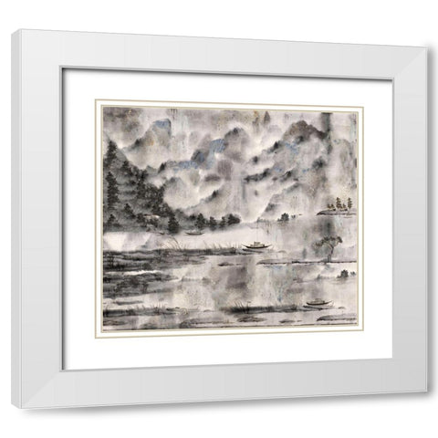 Vintage Chinese Landscape White Modern Wood Framed Art Print with Double Matting by Wiley, Marta
