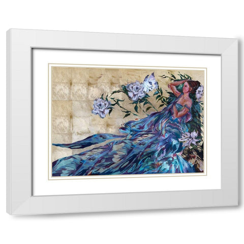 Pimavera Blue White Modern Wood Framed Art Print with Double Matting by Wiley, Marta