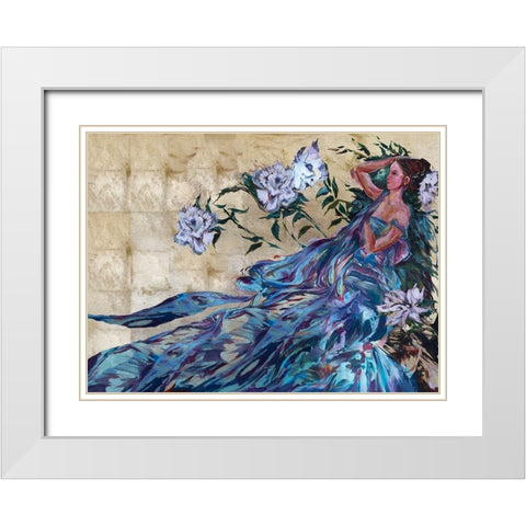 Pimavera Blue White Modern Wood Framed Art Print with Double Matting by Wiley, Marta