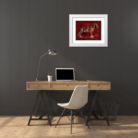 Boxer Pup White Modern Wood Framed Art Print with Double Matting by Wiley, Marta