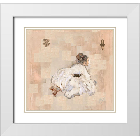 Silk Squares White Modern Wood Framed Art Print with Double Matting by Wiley, Marta