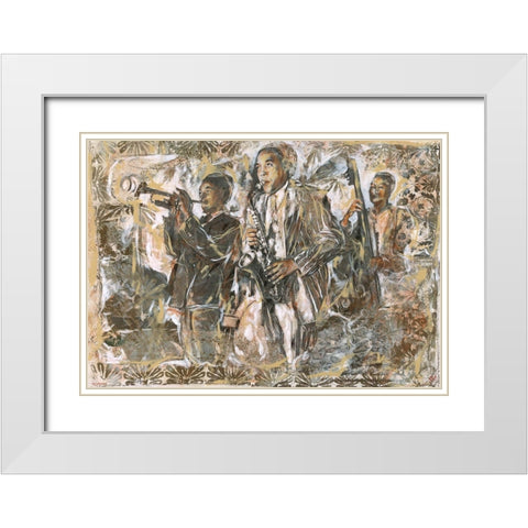 Jazz I White Modern Wood Framed Art Print with Double Matting by Wiley, Marta