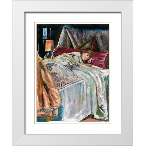 Child Sleeping White Modern Wood Framed Art Print with Double Matting by Wiley, Marta