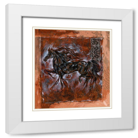 Sepia Horse White Modern Wood Framed Art Print with Double Matting by Wiley, Marta