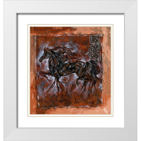 Sepia Horse White Modern Wood Framed Art Print with Double Matting by Wiley, Marta