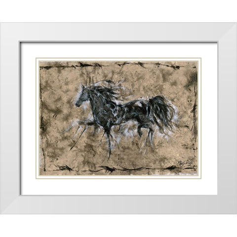 Crackle horse White Modern Wood Framed Art Print with Double Matting by Wiley, Marta
