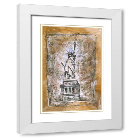 Statue Of Liberty different border White Modern Wood Framed Art Print with Double Matting by Wiley, Marta