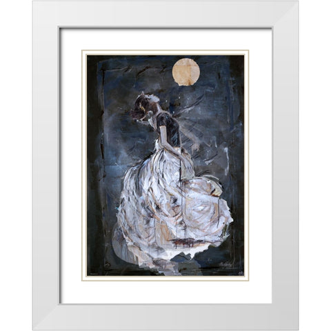 Night White Modern Wood Framed Art Print with Double Matting by Wiley, Marta