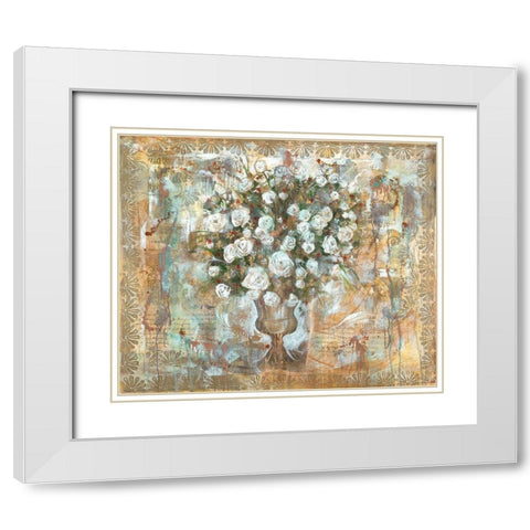 Floral White Modern Wood Framed Art Print with Double Matting by Wiley, Marta