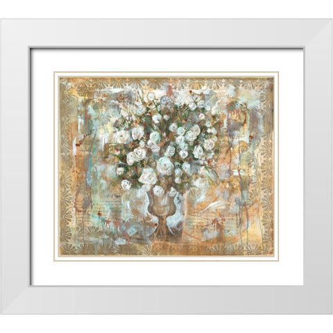 Floral White Modern Wood Framed Art Print with Double Matting by Wiley, Marta