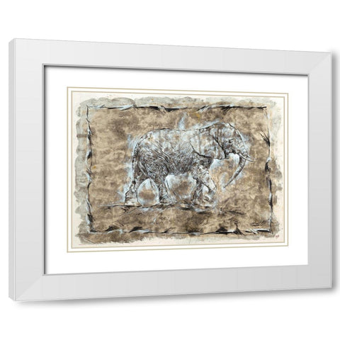 Baby Elephant White Modern Wood Framed Art Print with Double Matting by Wiley, Marta