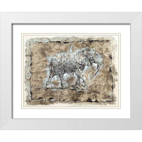 Baby Elephant White Modern Wood Framed Art Print with Double Matting by Wiley, Marta