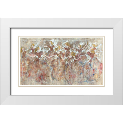 Red Ribbon Girls White Modern Wood Framed Art Print with Double Matting by Wiley, Marta