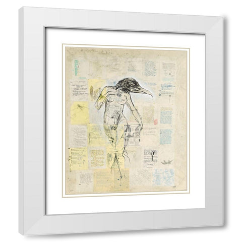 Raven Girl White Modern Wood Framed Art Print with Double Matting by Wiley, Marta