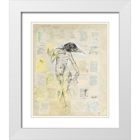 Raven Girl White Modern Wood Framed Art Print with Double Matting by Wiley, Marta