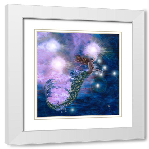 Purple Mermaid White Modern Wood Framed Art Print with Double Matting by Wiley, Marta