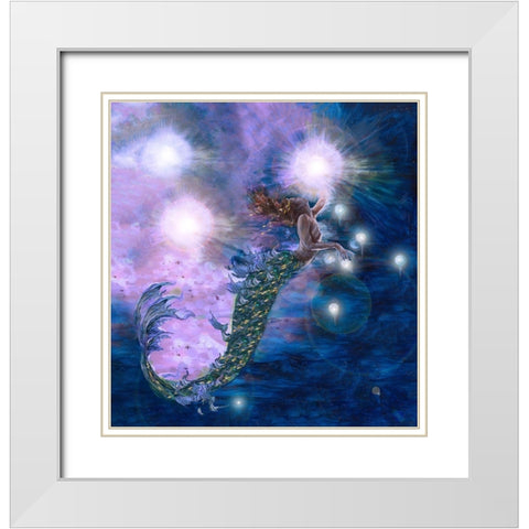 Purple Mermaid White Modern Wood Framed Art Print with Double Matting by Wiley, Marta