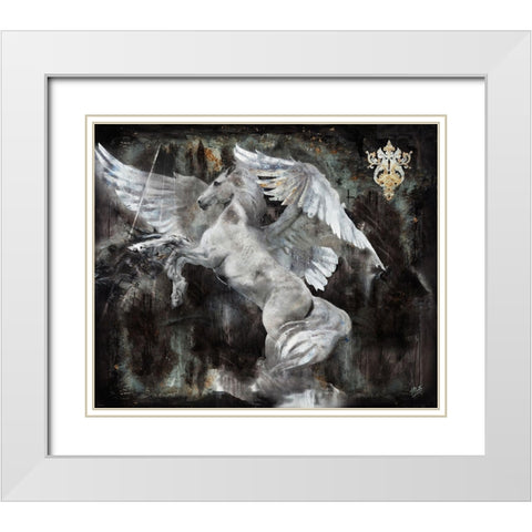 White Pegasus White Modern Wood Framed Art Print with Double Matting by Wiley, Marta