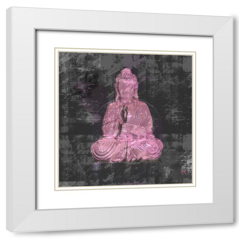 Pink Buddah White Modern Wood Framed Art Print with Double Matting by Wiley, Marta