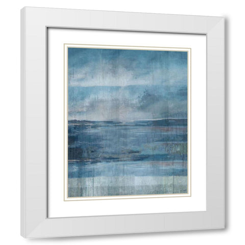 Blue Ocean Abstract White Modern Wood Framed Art Print with Double Matting by Wiley, Marta