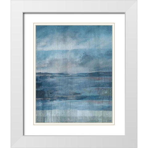 Blue Ocean Abstract White Modern Wood Framed Art Print with Double Matting by Wiley, Marta